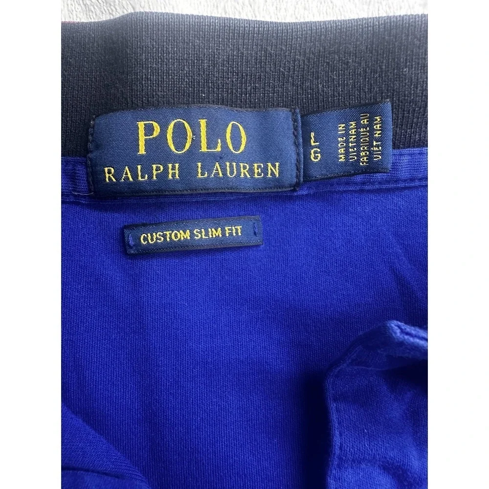 Polo Ralph Lauren Polo Shirt Mens Large Royal Blue‎ Custom Slim Fit Long Sleeve